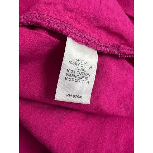 J. Jill Fuchsia Pink  Pineapple Eyelet Sleeveless Cotton Shift Dress 2X NWT - Picture 6 of 11